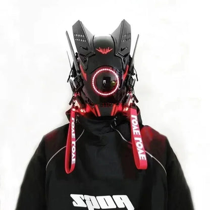 Cyberpunk Helmet Shinobi Mask: Robot Samurai Armor with LED Light — View 13