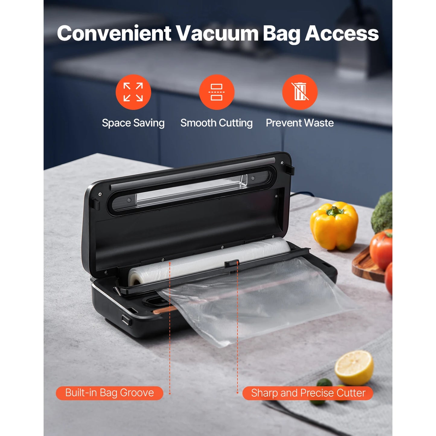 80Kpa Vacuum Sealer Machine 7-in-1 Dry Wet Food Sealer with Built-In Cutter — View 4