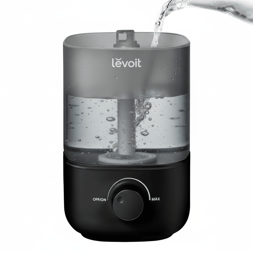 Top - Fill Humidifier 2.5L 360° Nozzle Auto Shut - Off Quiet Cool Mist Baby Bedroom Plants Black - GiftWave.co