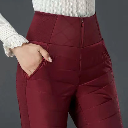 Winter Down Cotton Pencil Pants | Windproof High-Waist Warm Slim Trousers