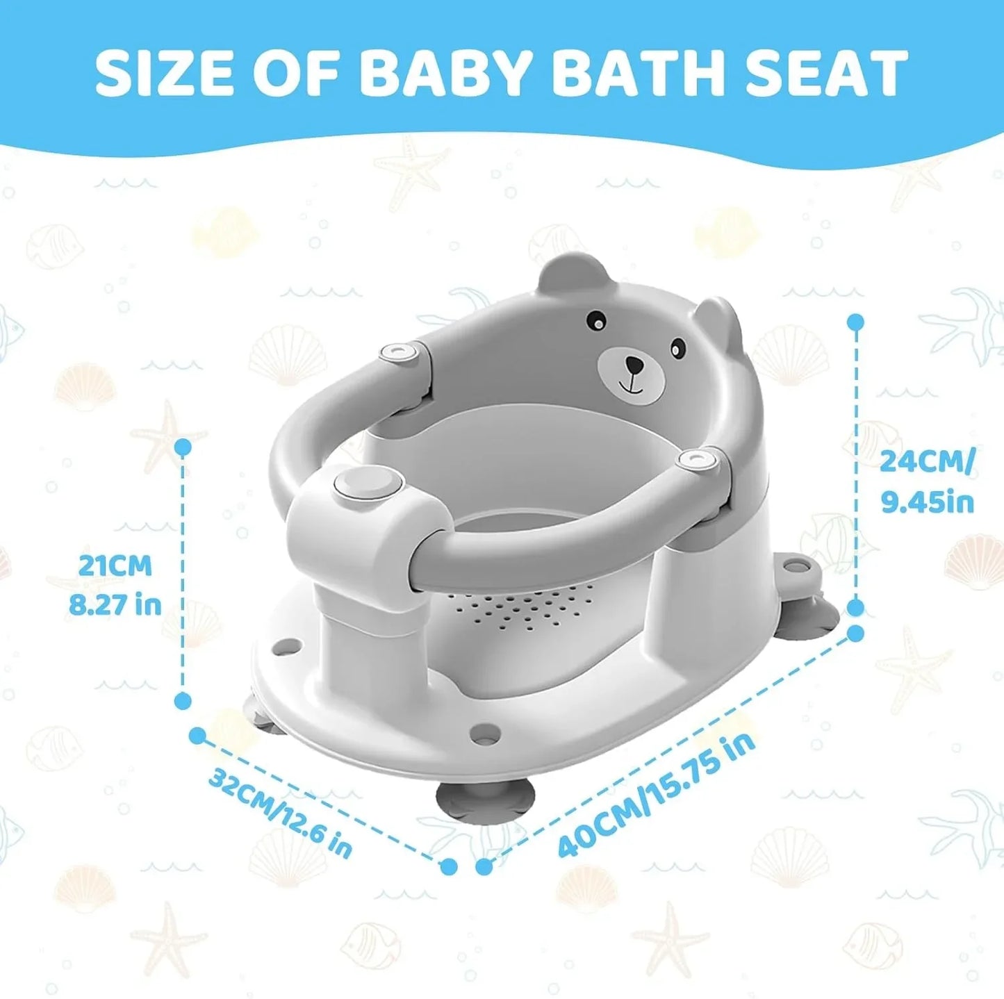 Bear Baby Bath Seat – Non-Slip Safety Bath Chair for Infants 6+ Months, ... — View 2