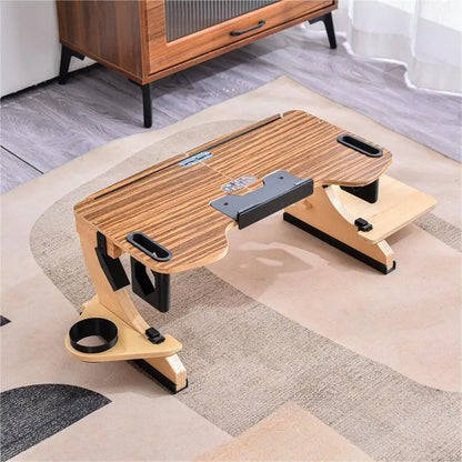 Wood Laptop Stand 360° Adjustable Foldable Portable Computer Desk Reclining Ergonomic 10-17" Natural