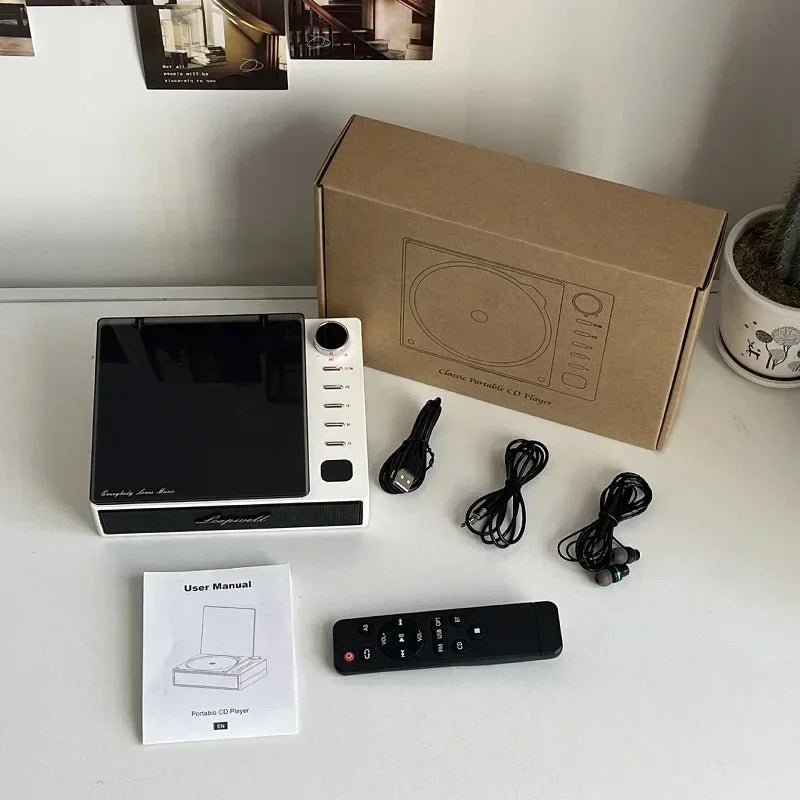 Portable CD Player Walkman Bluetooth 5.0 LCD Screen Built - In Speaker Anti - Skip USB - C Rechargeable Gift - GiftWave.co