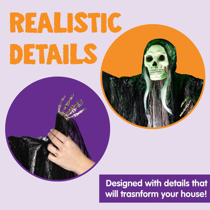 3 Pack Hanging Ghost Skeleton Grim Reaper Halloween Decorations, Scary O... — View 6