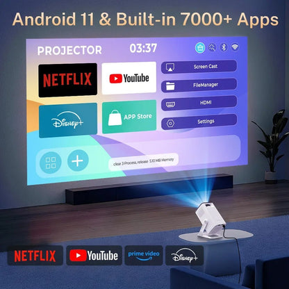 Mini Portable Projector 1080P WiFi Bluetooth, Outdoor Movie Projector Auto Keystone, 180° Rotation - GiftWave.co