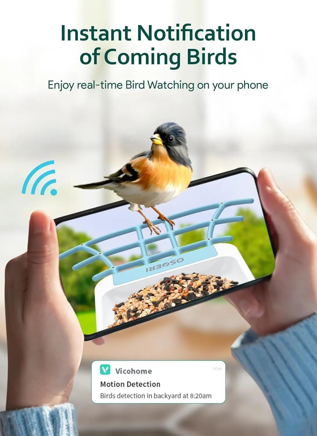 Smart Solar Bird Feeder with AI Camera HD WiFi Bird Watching Feeder Real... — View 2