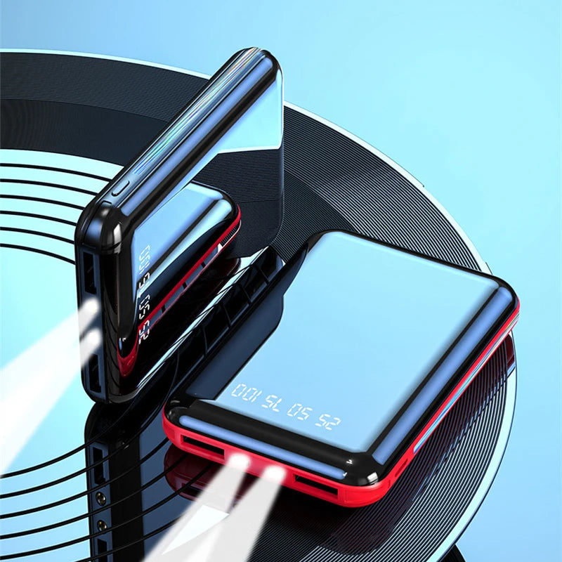 20000mAh Mini Power Bank | High-Capacity Portable Charger with Mirror Screen