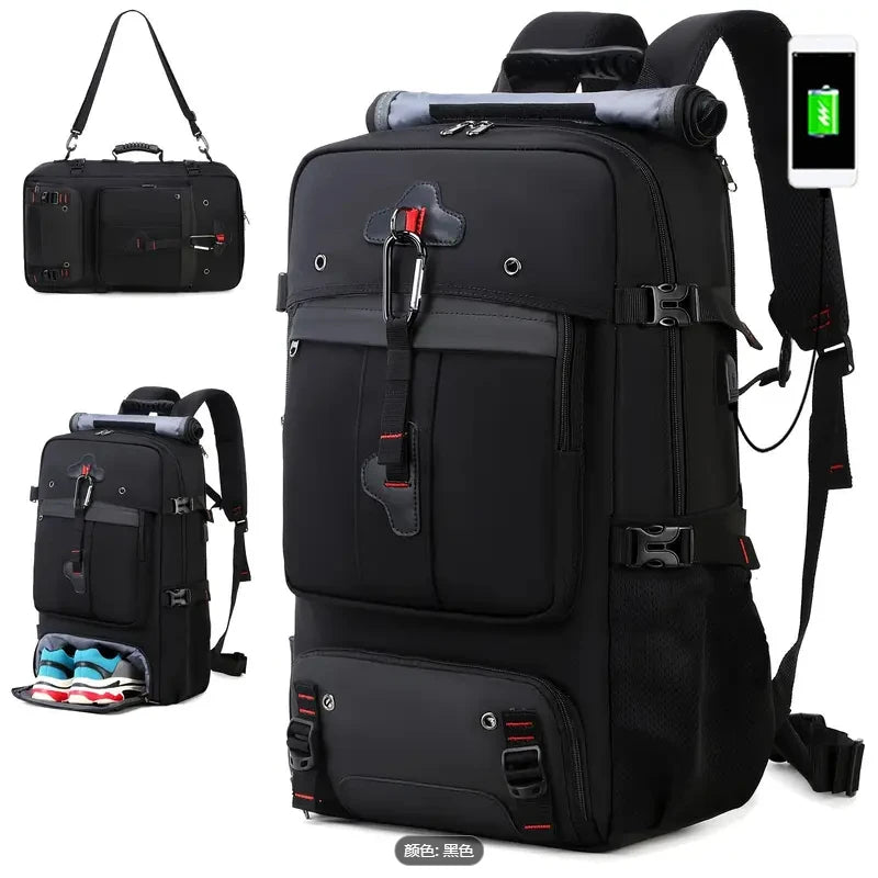 35L Convertible Travel Backpack Duffel – Port, Shoe Compartment, 15.6" L... — View 2