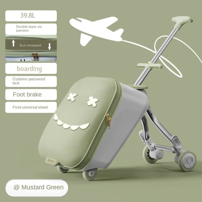 TravelTrek: Foldable Ride - On Trolley Luggage with Brake Wheels for Kids - GiftWave.co