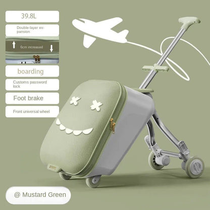 TravelTrek: Foldable Ride - On Trolley Luggage with Brake Wheels for Kids - GiftWave.co