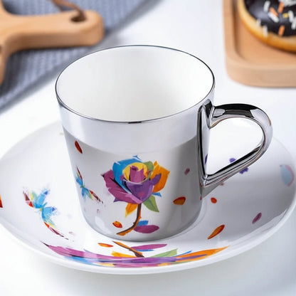 ZenSands Nordic Picasso Lion Mirror Cup Saucer Set Anamorphic Porcelain Illusion Coffee Cup Gift - GiftWave.co
