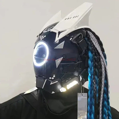 Cyberpunk Helmet Shinobi Mask: Robot Samurai Armor with LED Light — View 15