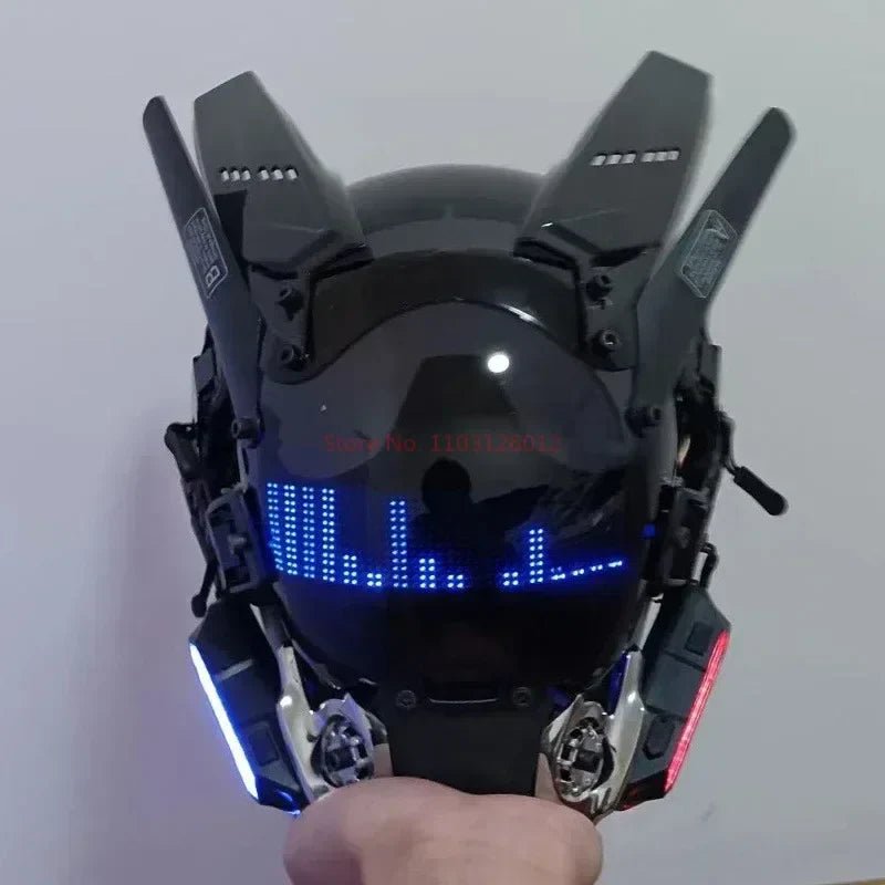 Cyberpunk Helmet Shinobi Mask: Robot Samurai Armor with LED Light — View 29