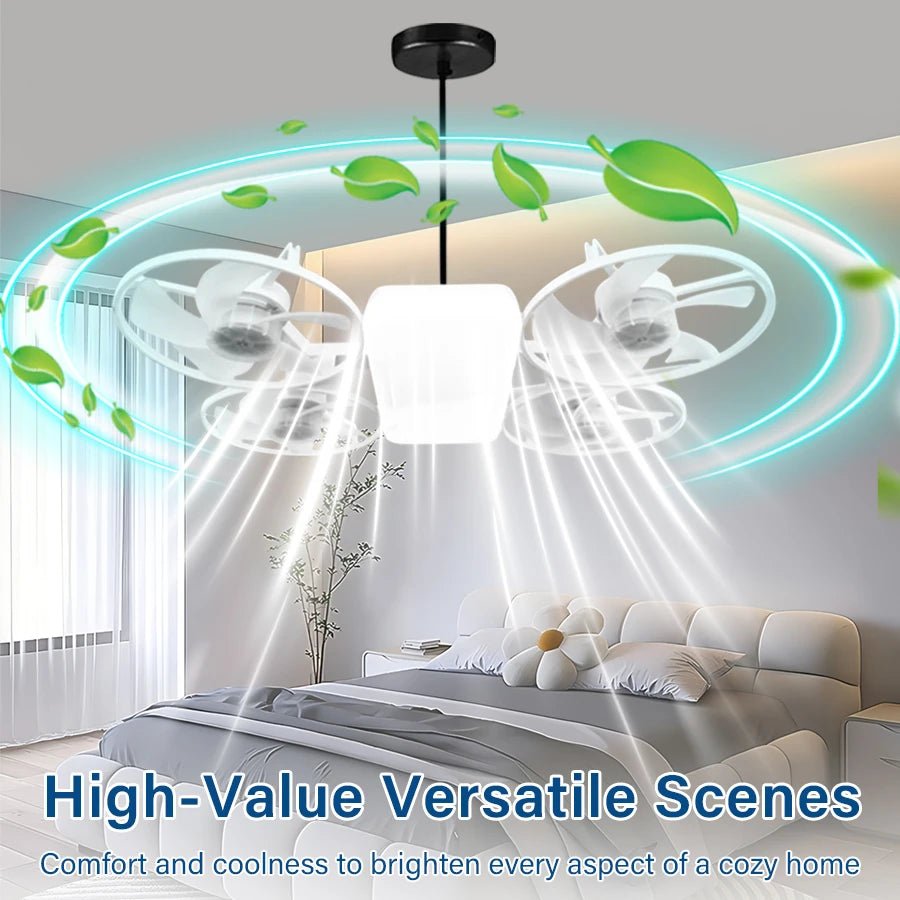 2-in-1 E27 Socket Ceiling Fan Light - Dimmable LED with Remote - 3 Color... — View 3