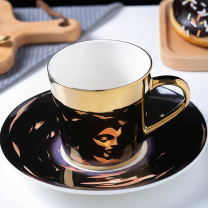 ZenSands Nordic Picasso Lion Mirror Cup Saucer Set Anamorphic Porcelain Illusion Coffee Cup Gift - GiftWave.co