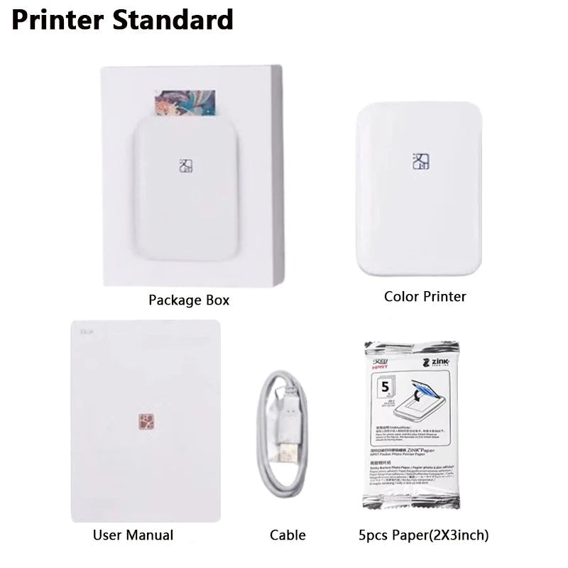 Portable Color Photo Printer Bluetooth Mini Mobile Pocket Printer 2x3 In... — View 12