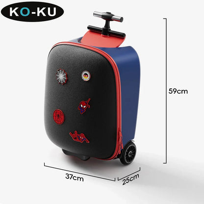 KO-KU Kid’s Multifunctional Detachable Suitcase & Stroller – 20-Inch Ride-On Travel Luggage with Guardrail