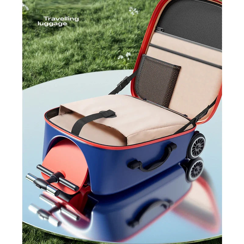 KO-KU Kid’s Multifunctional Detachable Suitcase & Stroller – 20-Inch Ride-On Travel Luggage with Guardrail