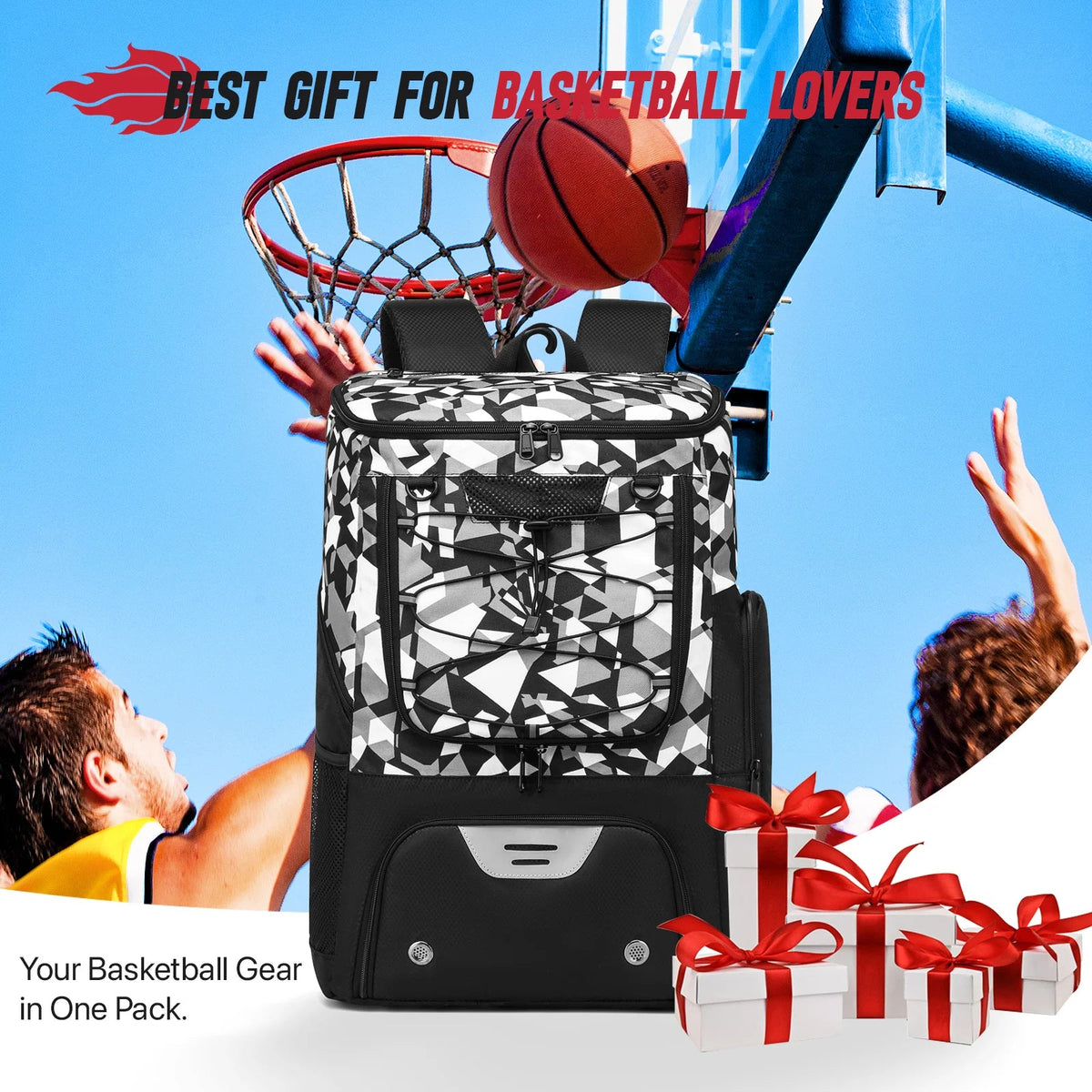 Color Basketball Backpack Basketball & Sports Training Backpack with Separate Compartments ...