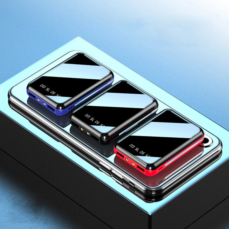 20000mAh Mini Power Bank | High-Capacity Portable Charger with Mirror Screen