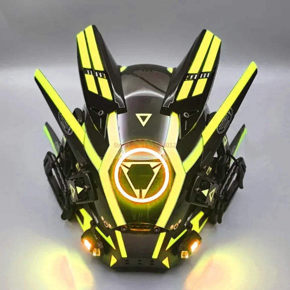 Cyberpunk Helmet Shinobi Mask: Robot Samurai Armor with LED Light — View 21