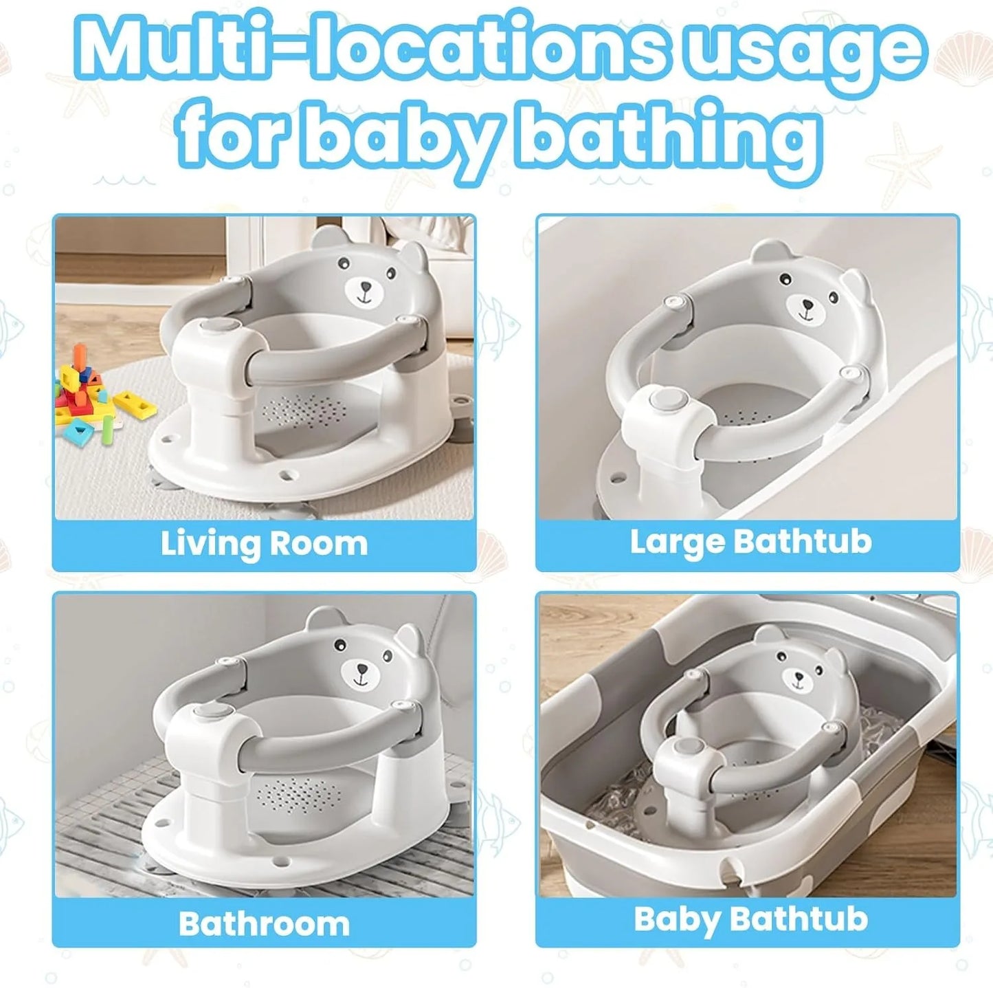 Bear Baby Bath Seat – Non-Slip Safety Bath Chair for Infants 6+ Months, ... — View 5