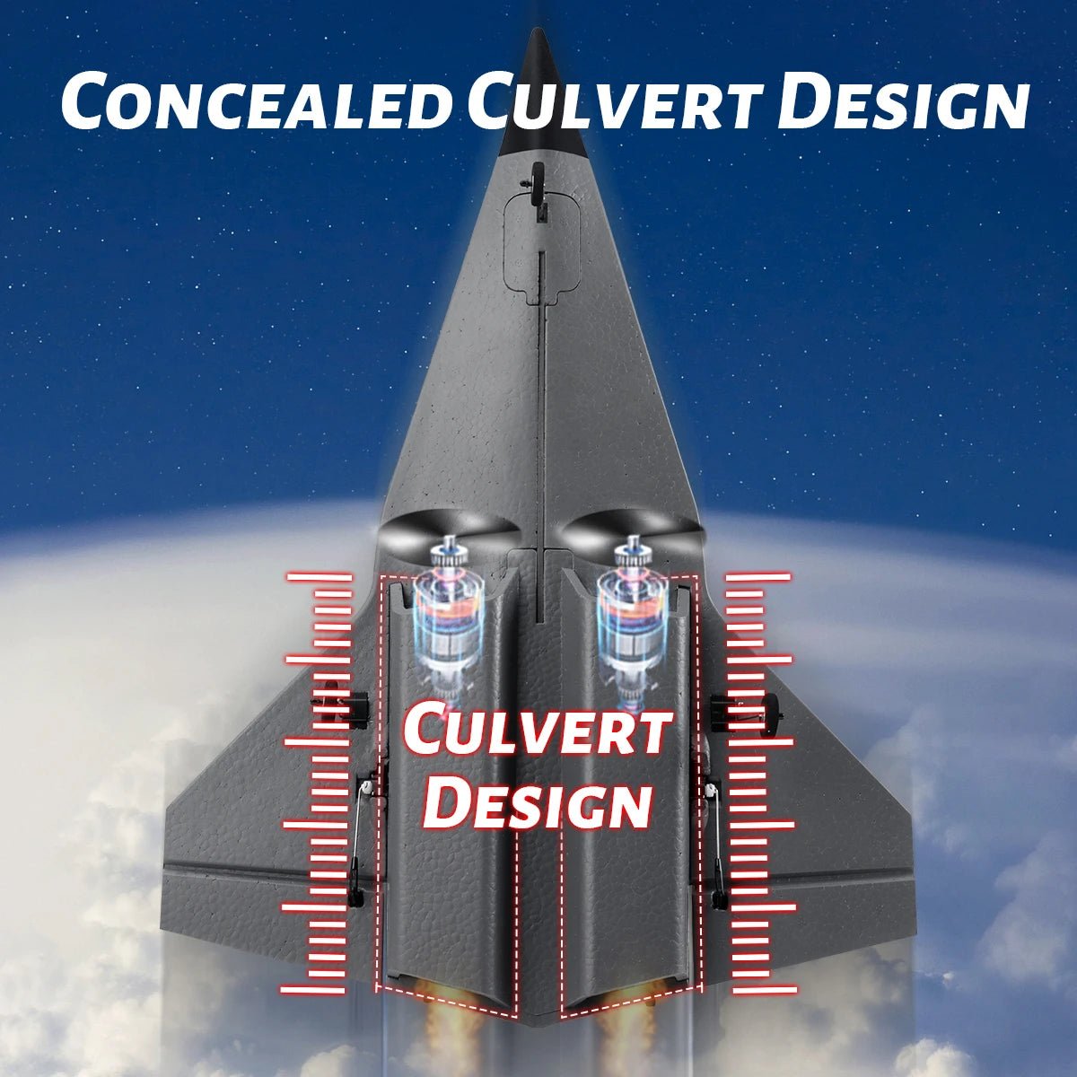 FX9672 "Darkstar" RC Stealth Jet | 4-Channel 2.4G High-Performance Aircraft — View 4