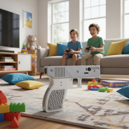 White and gray gun-shaped device on a white background with 'WK' logo.
