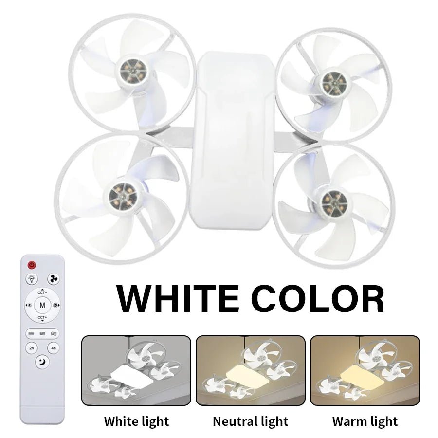 2-in-1 E27 Socket Ceiling Fan Light - Dimmable LED with Remote - 3 Color... — View 8