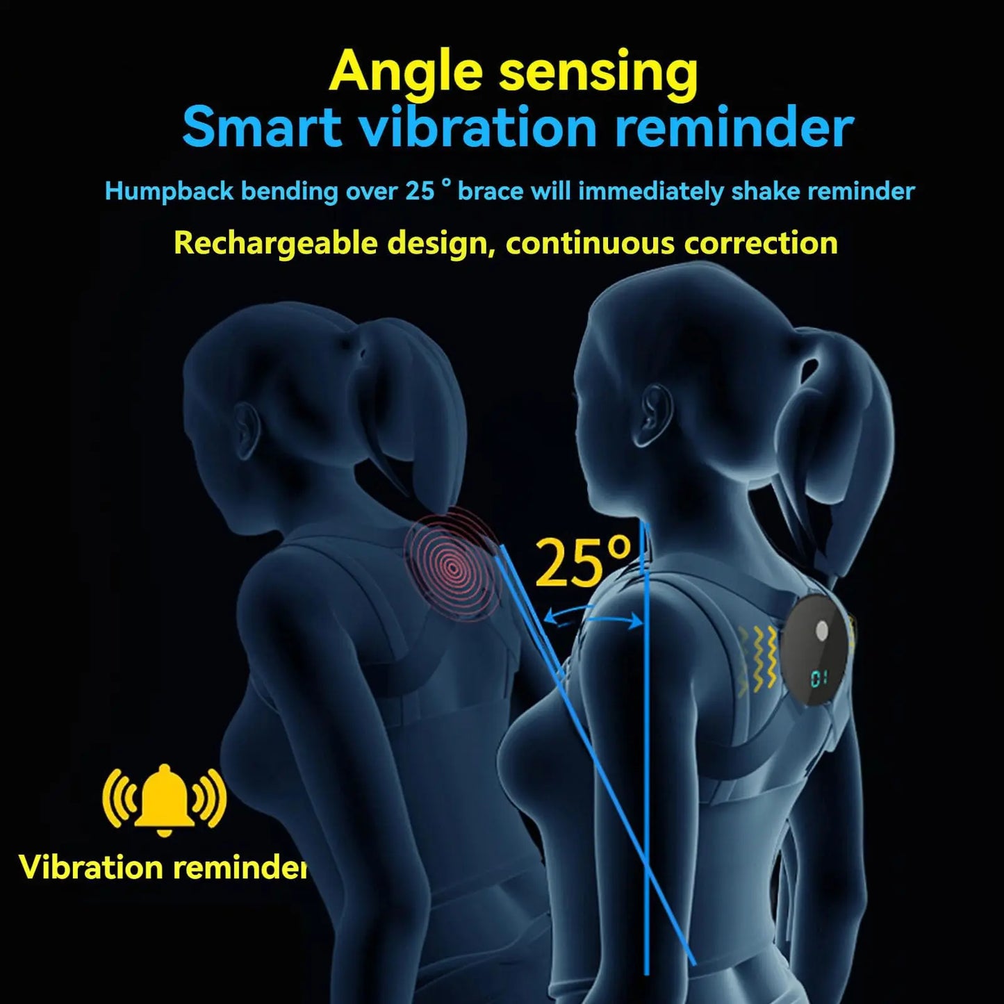 Smart Posture Corrector - Rechargeable Vibration Reminder for Hunchback - Adjustable Angle Training Belt - GiftWave.co