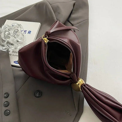 Pleated Mini Bucket Clutch Bag – Luxury Soft Leather Evening Pouch, Side Zipper, Women's Party Shoulder Bag - GiftWave.co