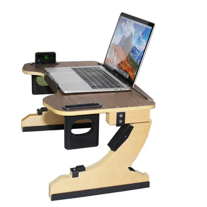 Wood Laptop Stand 360° Adjustable Foldable Portable Computer Desk Reclining Ergonomic 10-17" Natural