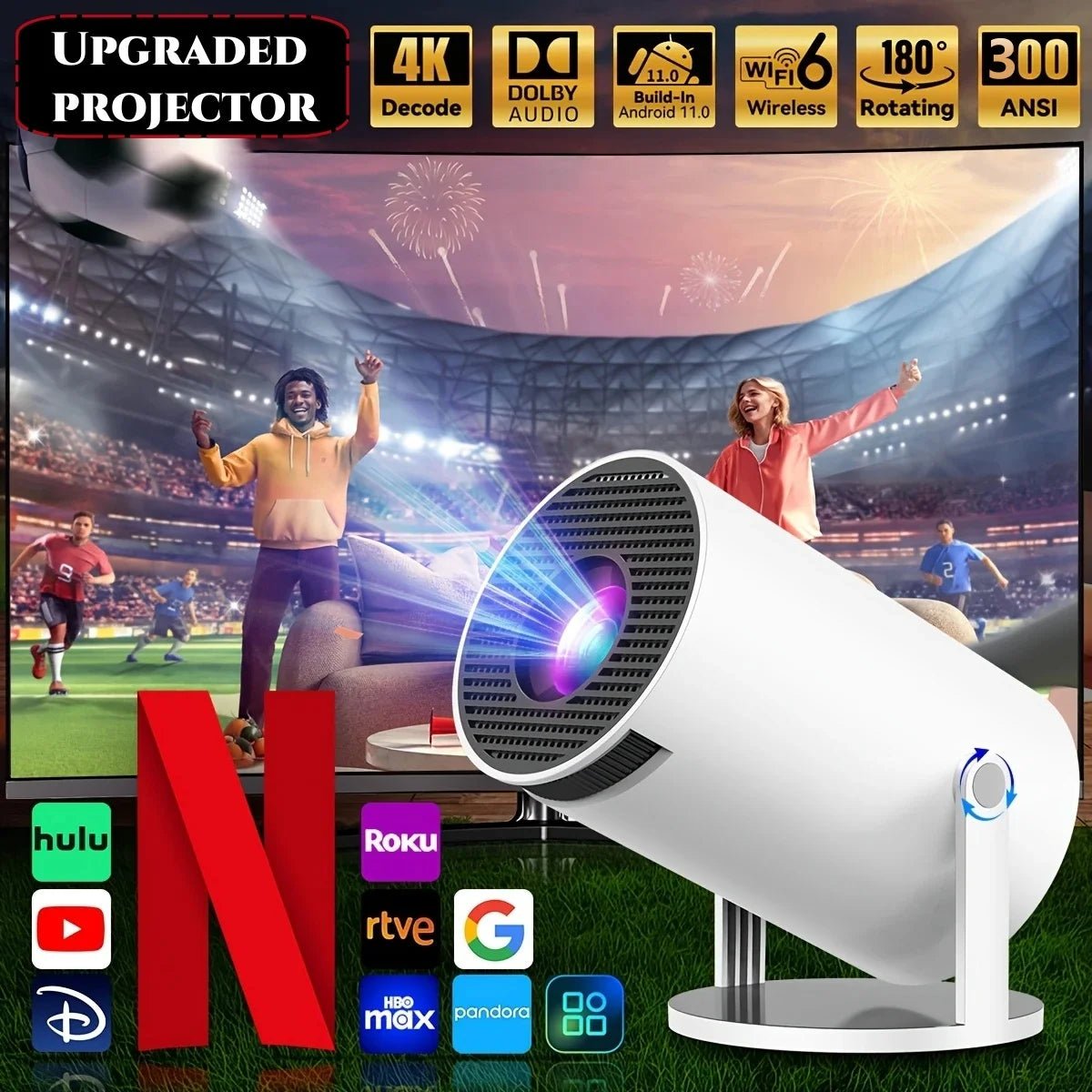 Mini Portable Projector 1080P WiFi Bluetooth Outdoor Movies – Auto Keystone 500 ANSI - GiftWave.co