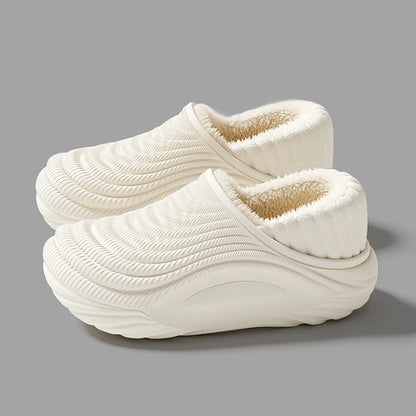 CloudWalk™ Waterproof Winter Slides | Plush-Lined EVA Thick-Bottom Slippers