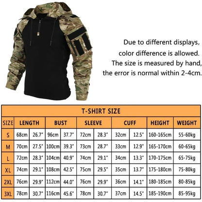 Tactical Camouflage Combat T-Shirt | Wear-Resistant Airsoft & Hunting Apparel