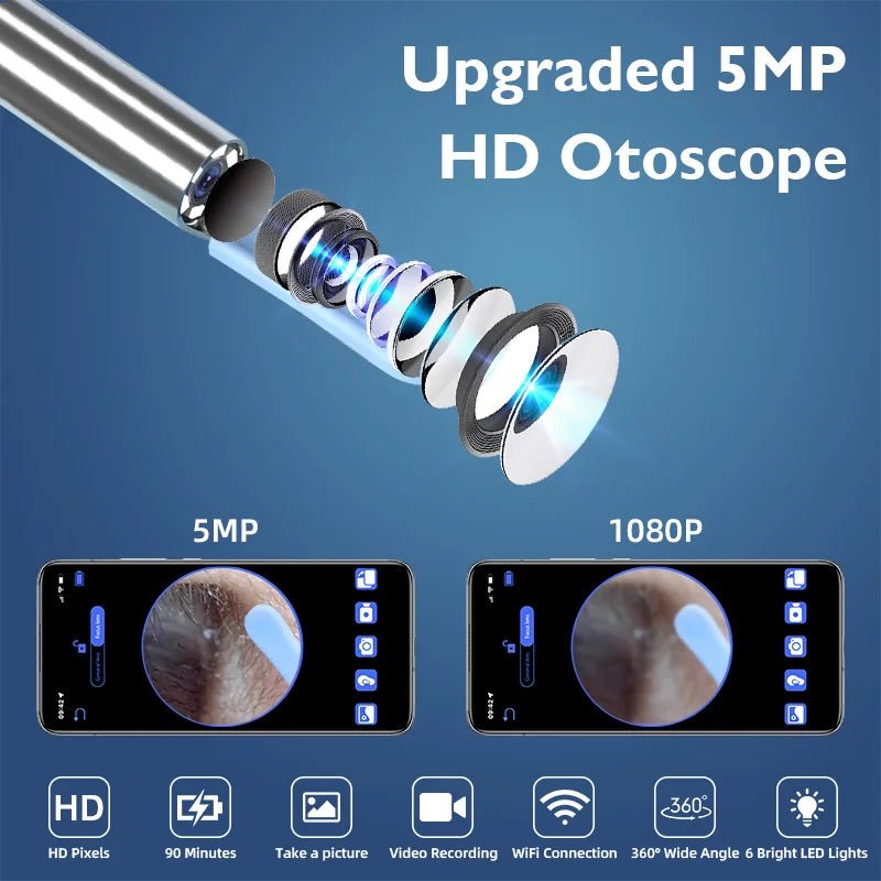 5MP HD Visual Ear Scope with LED Light – Digital Ear Inspection Camera — View 4