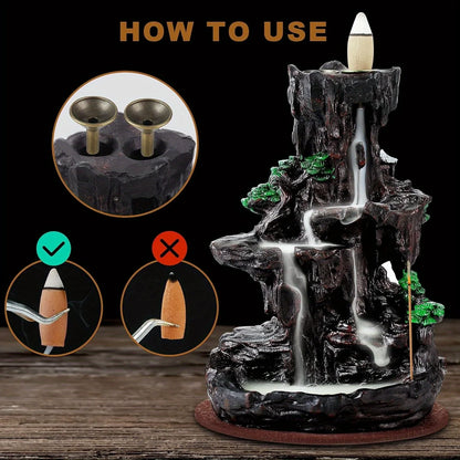 Backflow Incense Burner Waterfall with 120 Cones, Dual-Sided Incense Hol... — View 4