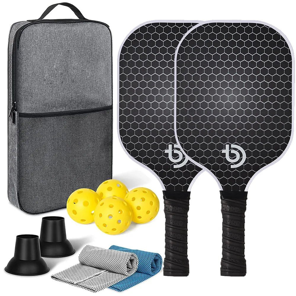 Pickleball Paddles Set 2 Graphite Carbon Fiber USAPA Approved Lightweight Indoor Outdoor All Ages Bag - GiftWave.co