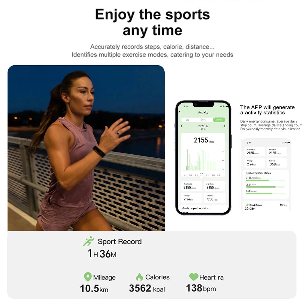 Smart Ring Titanium Steel Health Tracker IP68 3ATM Waterproof Multi Spor... — View 2