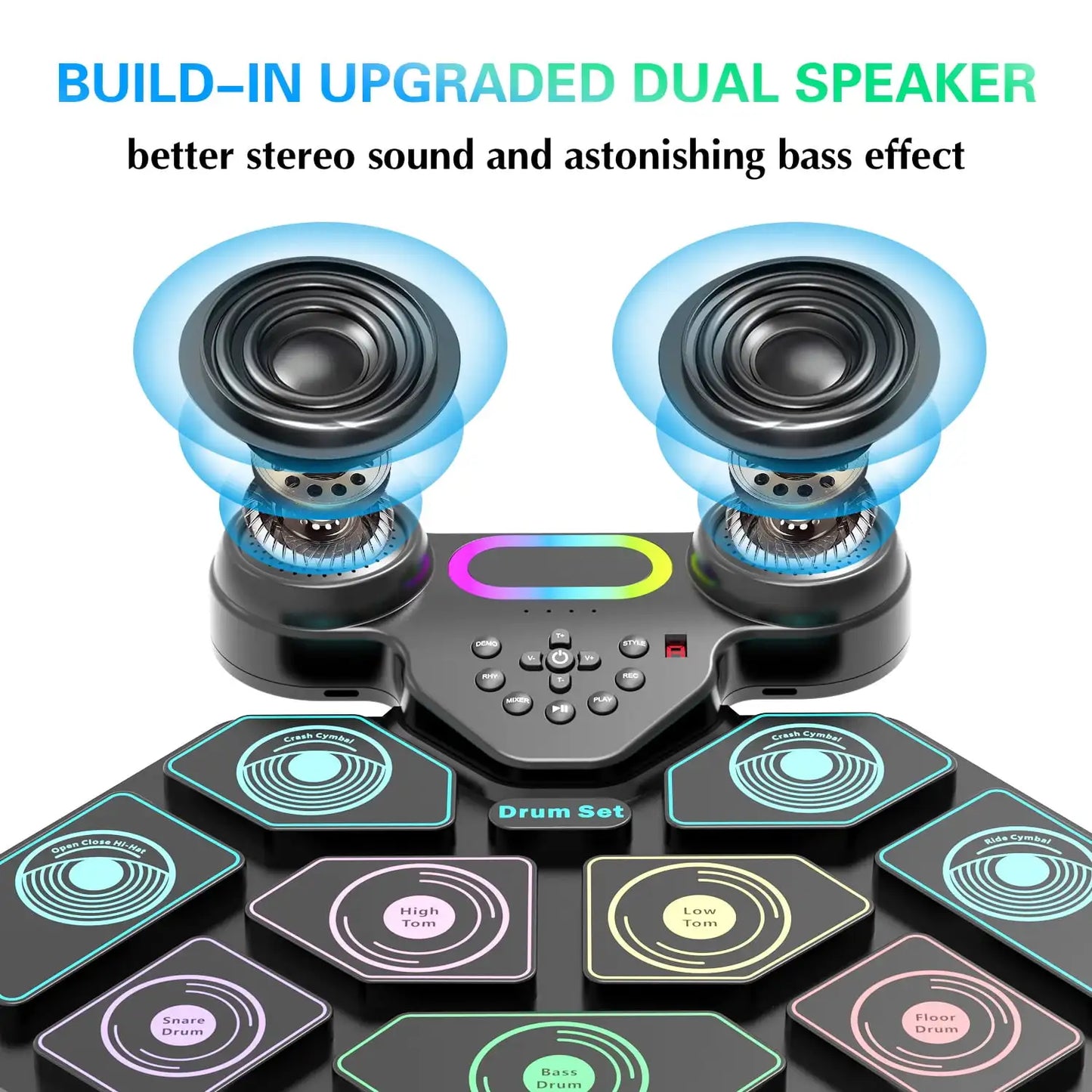9-Pad Portable Smart Electronic Drum Kit — View 3