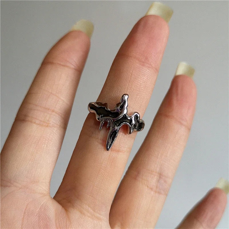 DarkAesthetic™ Gothic Cross Ring | Punk Irregular Y2K Grunge Jewelry