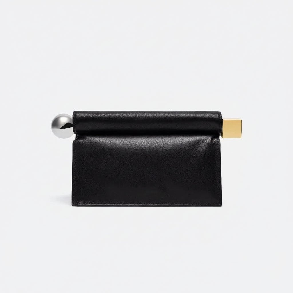 Nappa Leather Roll - Up Clutch Bag – Folding Chain Crossbody, Evening Shoulder Pouch, Designer Women's Party Bag - GiftWave.co