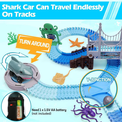 VATOS Ocean Adventure Shark Race Track | Flexible STEM Toy Set for Kids 3+
