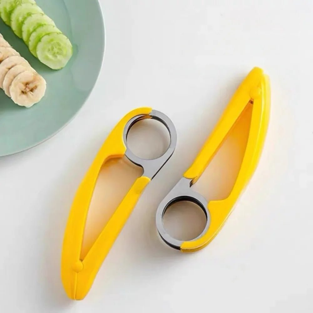 Banana Slicer Curved Handle Stainless Steel Fruit Cutter Kitchen Gadget ... — View 3