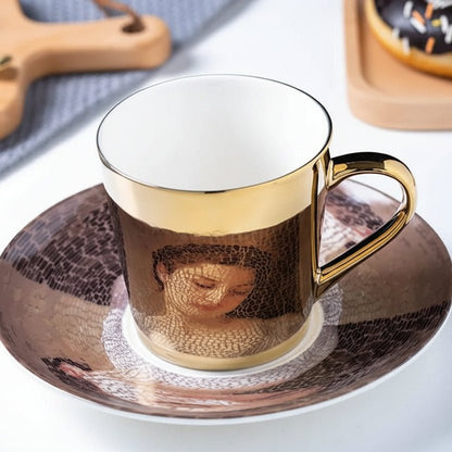 ZenSands Nordic Picasso Lion Mirror Cup Saucer Set Anamorphic Porcelain Illusion Coffee Cup Gift - GiftWave.co