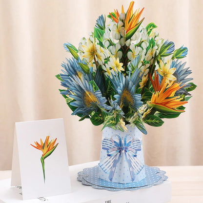 Premium 3D Pop-Up Flower Bouquet Card | Forever Floral Greeting Set