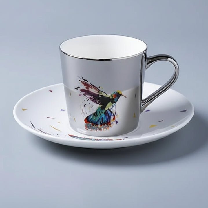 ZenSands Nordic Picasso Lion Mirror Cup Saucer Set Anamorphic Porcelain Illusion Coffee Cup Gift - GiftWave.co