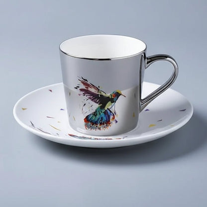 ZenSands Nordic Picasso Lion Mirror Cup Saucer Set Anamorphic Porcelain Illusion Coffee Cup Gift - GiftWave.co