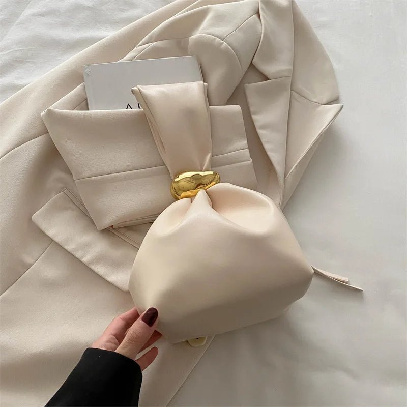 Pleated Mini Bucket Clutch Bag – Luxury Soft Leather Evening Pouch, Side Zipper, Women's Party Shoulder Bag - GiftWave.co