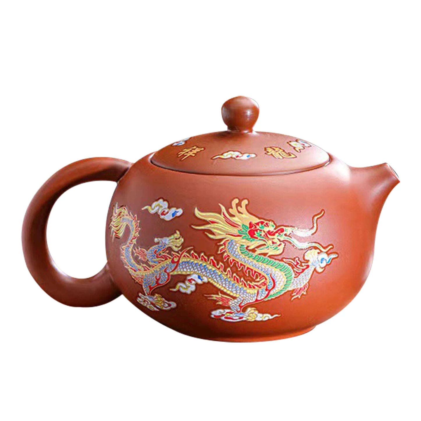 Hand-made Dragon & Phoenix Color-Changing Purple Clay Teapot | Traditional Zisha Art